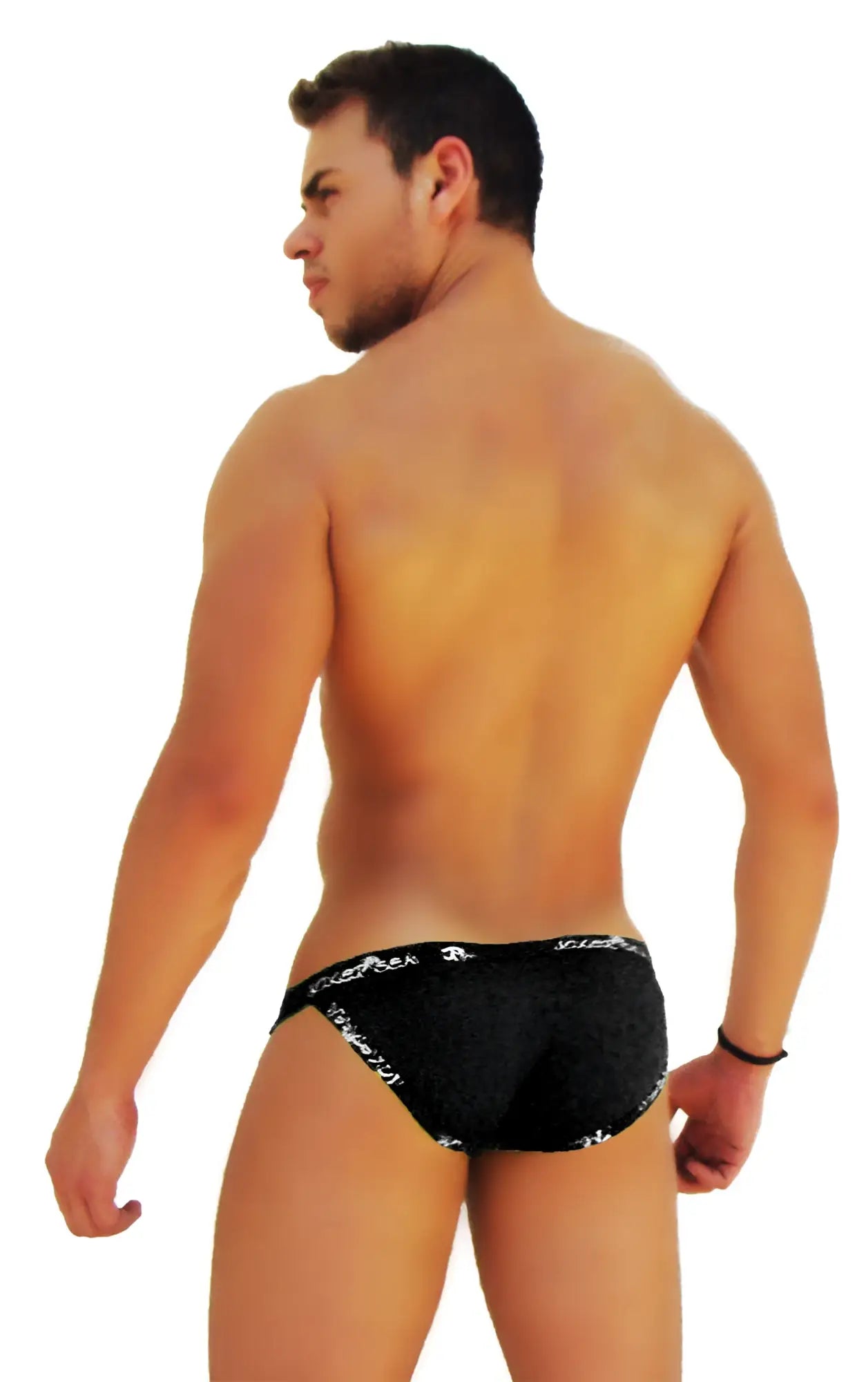 Black textured icker sea microslip bikini briefs with white logo trim for comfortable everyday wear