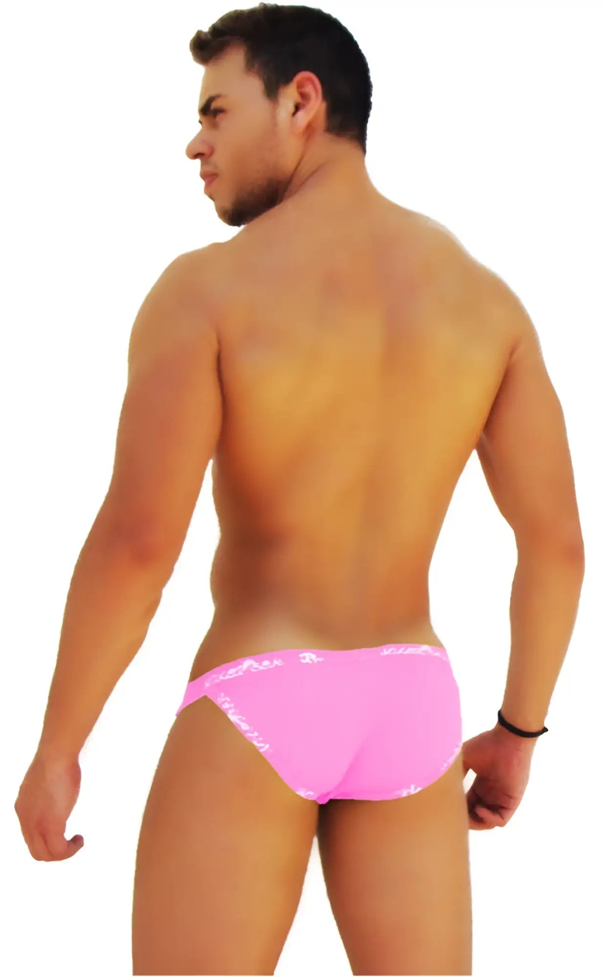 Icker Sea logo trim microslip bikini underwear in bright pink with a subtle white waistband pattern