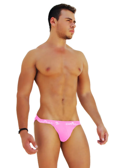 Icker sea bright pink microslip bikini underwear with white logo trim along the waistband for a form-fitting fit