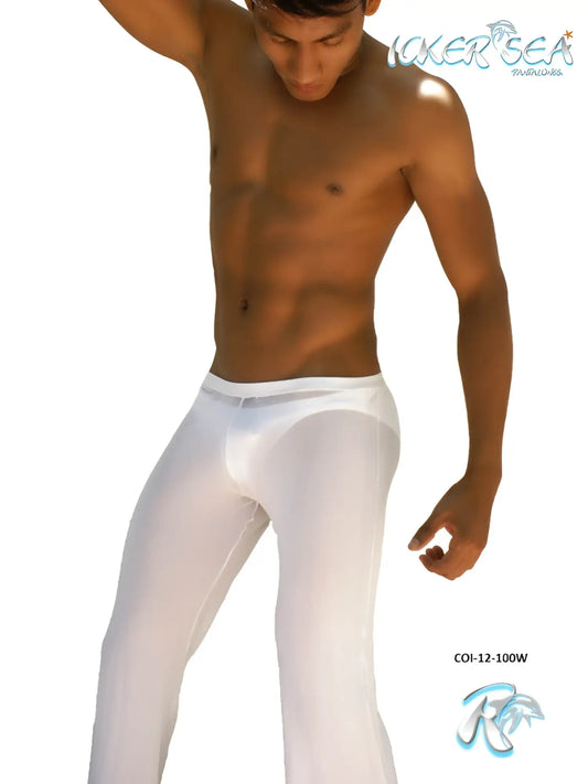 Icker Sea mesh beach pants white white sheer mens underwear with snug fit and elastic waistband