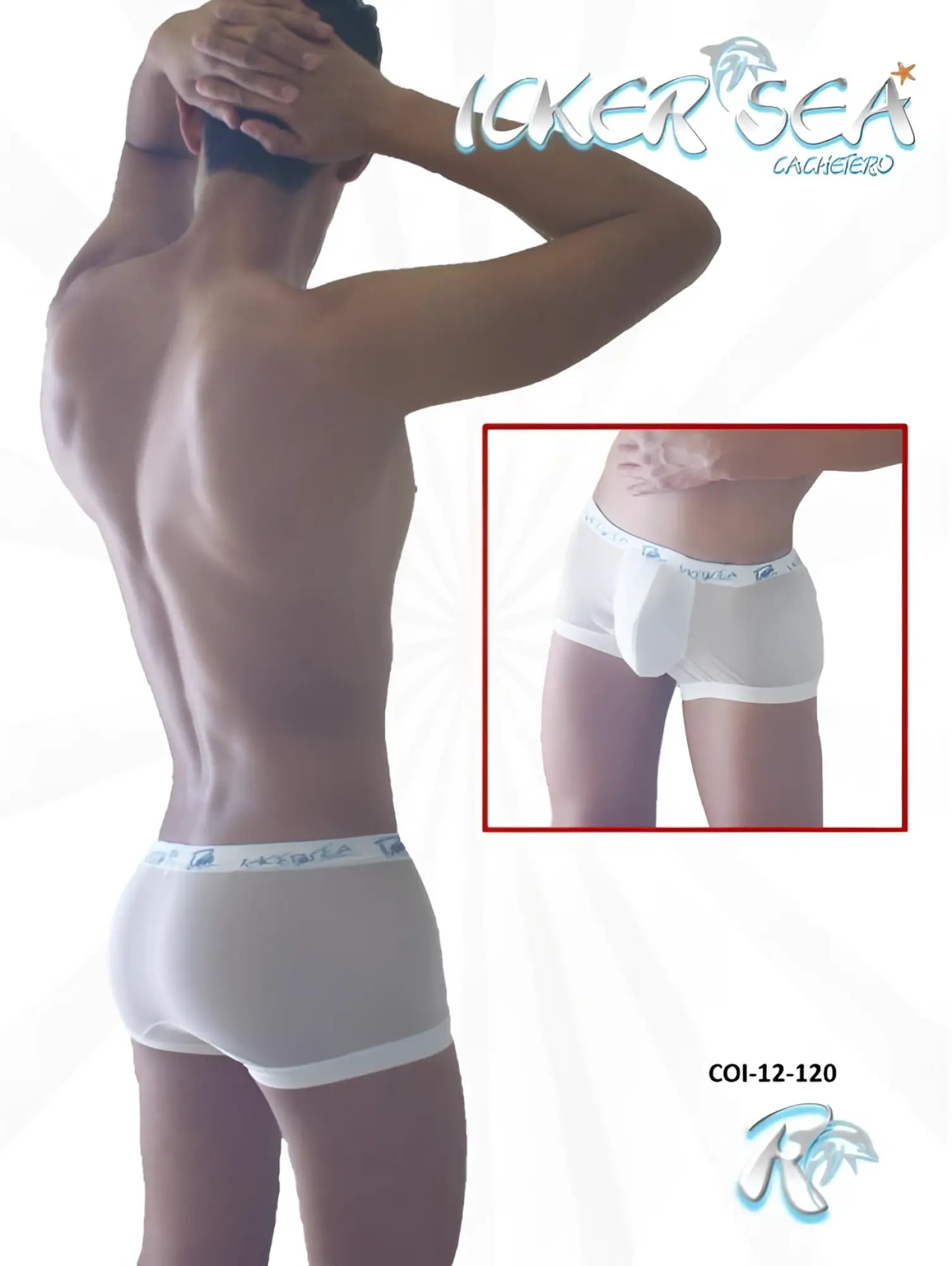 Icker Sea mesh boxer brief underwear white with subtle logo trim on the waistband made of breathable mesh material