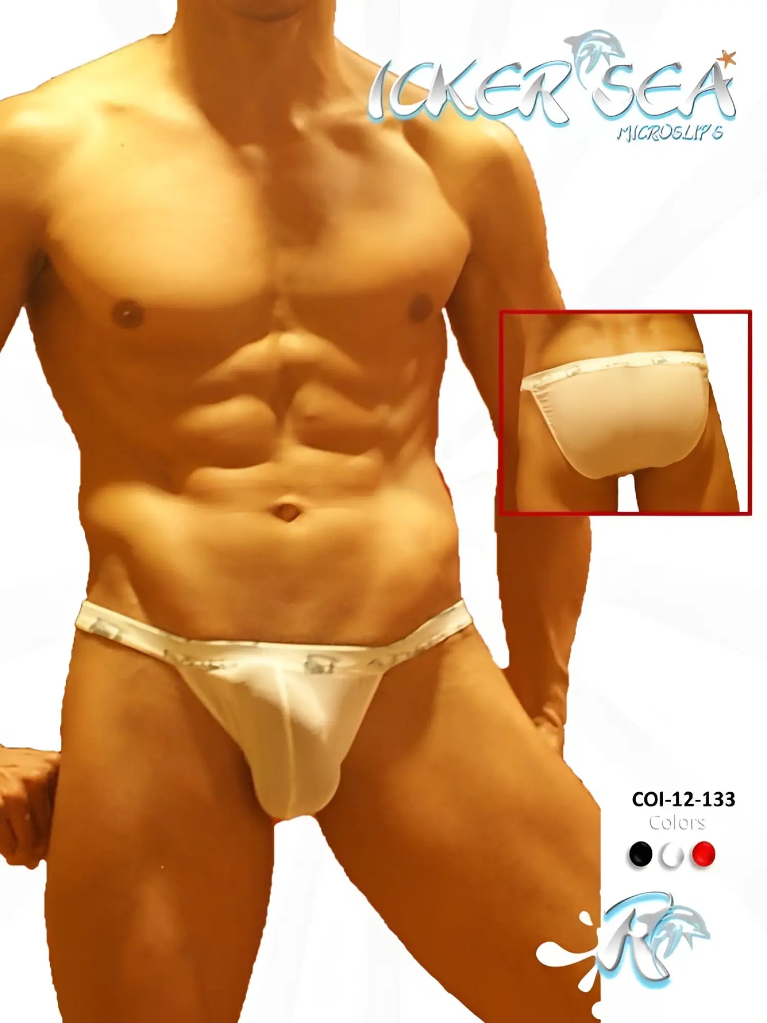 Icker sea mesh microslip bikini underwear in white with thin elastic waistband and subtle front branding