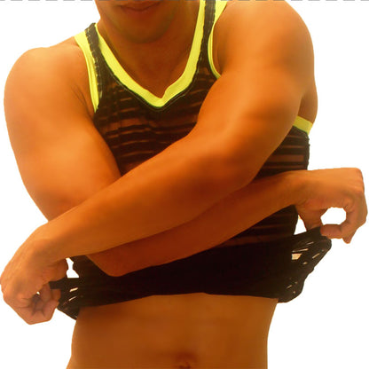 Icker Sea Transparent Lines Stripes Tank Top &amp; Boxer Brief Pyjama Set Schwarz PJ-19-01