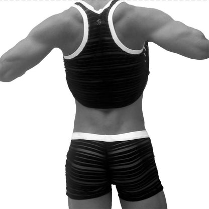 Ensemble pyjama débardeur et caleçon à rayures transparentes Icker Sea, fuchsia PJ-19-01