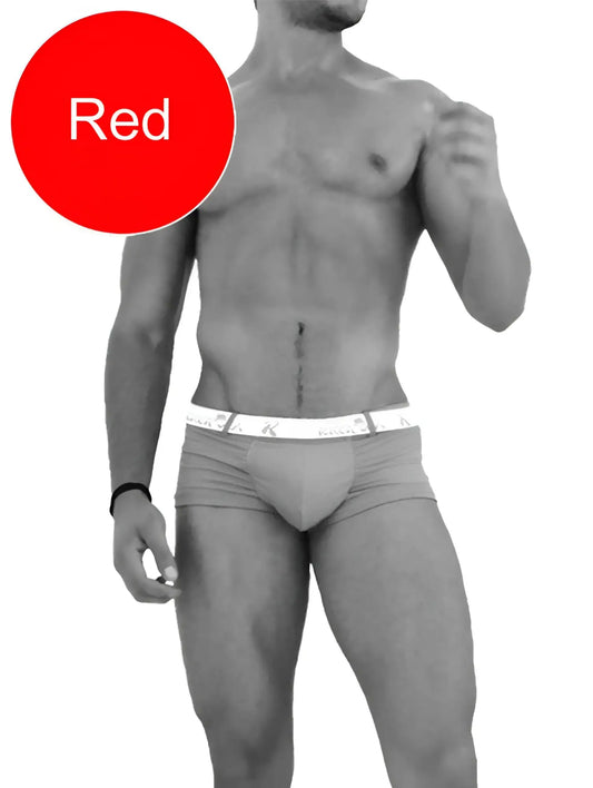 Gray briefs with white elastic waistband and repeating logo pattern from icker sea sailor belt logo swimwear series