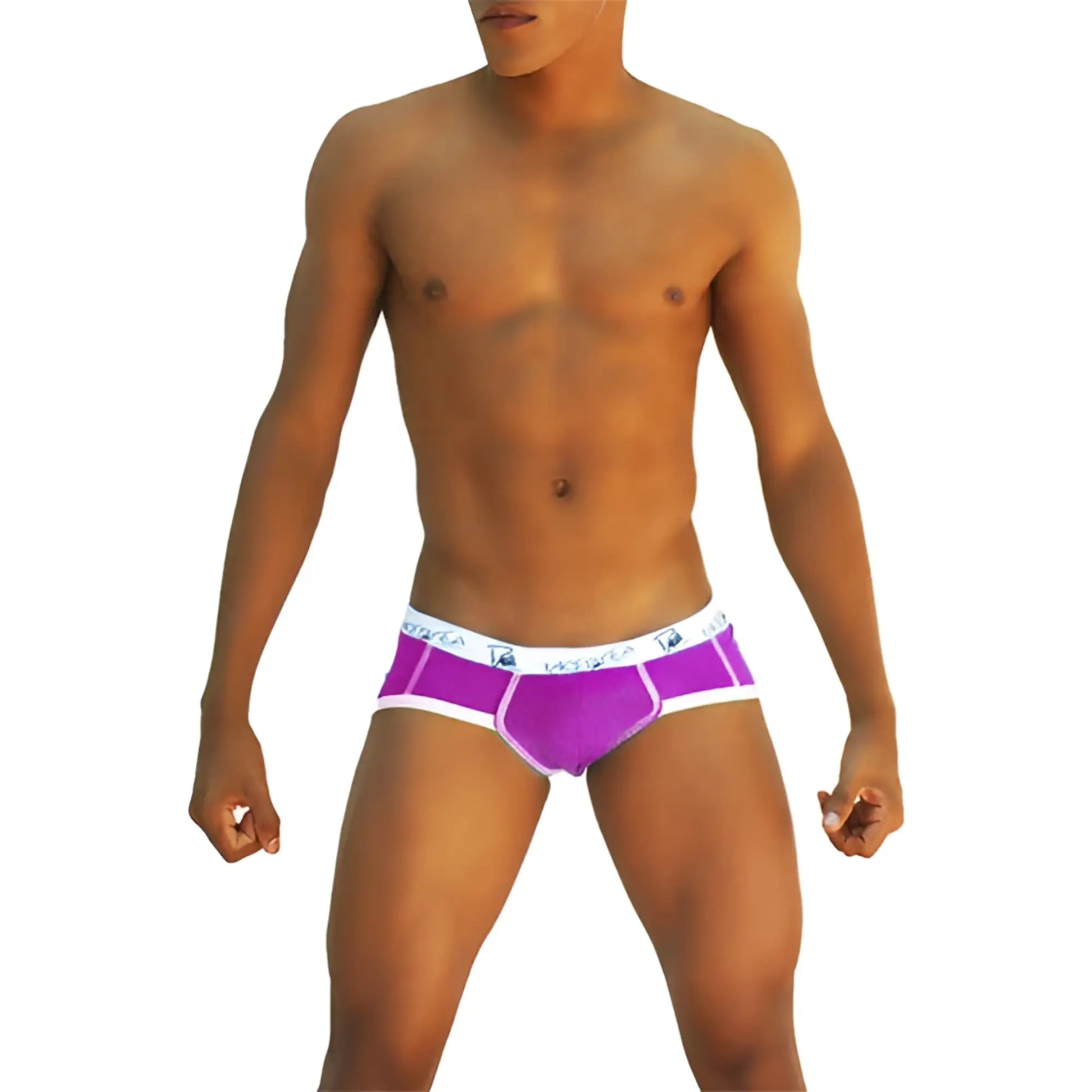 Purple and white Icker Sea Smile Me brief underwear for men with branded waistband and comfortable fit
