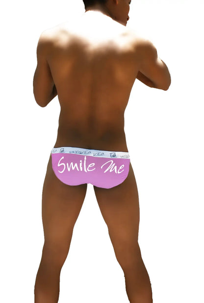 Icker sea smile me microslip bikini underwear pink with white text and light blue waistband for comfortable fit