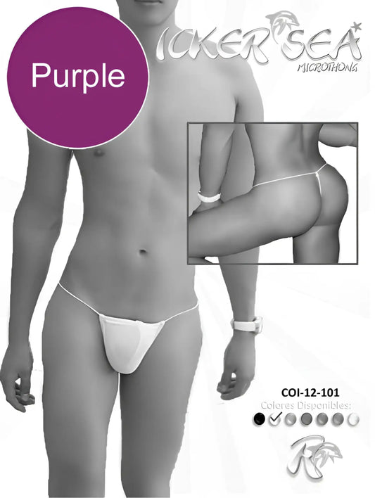 Icker Sea solid micro g string underwear purple with thin adjustable straps and smooth form-fitting fabric in sleek design