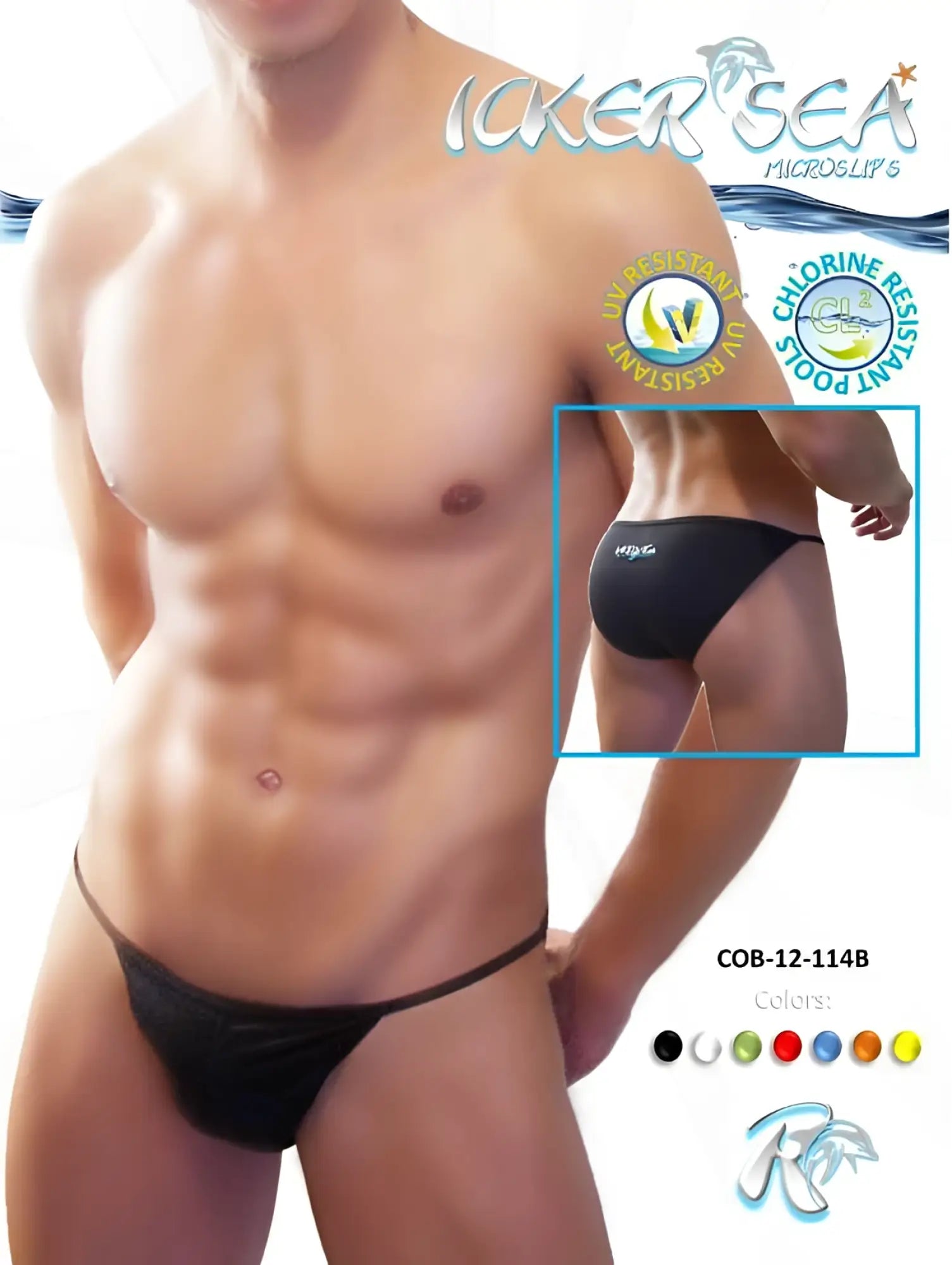 Black sleek form-fitting micro slip bikini swimwear by Icker Sea with a minimalist design for swim use