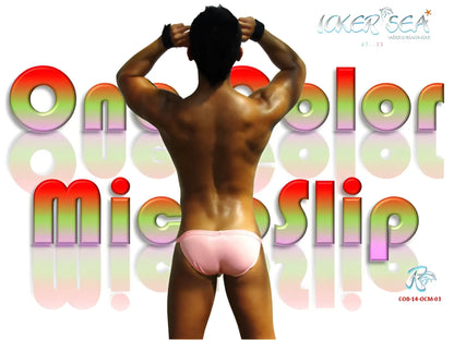 Pink icker sea solid micro slip bikini swimwear made of microfiber for comfortable beachwear use