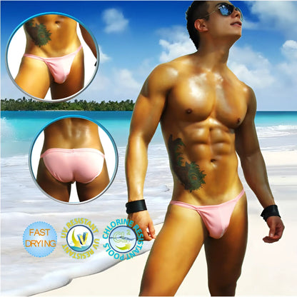Iker sea solid micro slip bikini swimwear in pink with a snug form-fitting thong design ideal for swimming