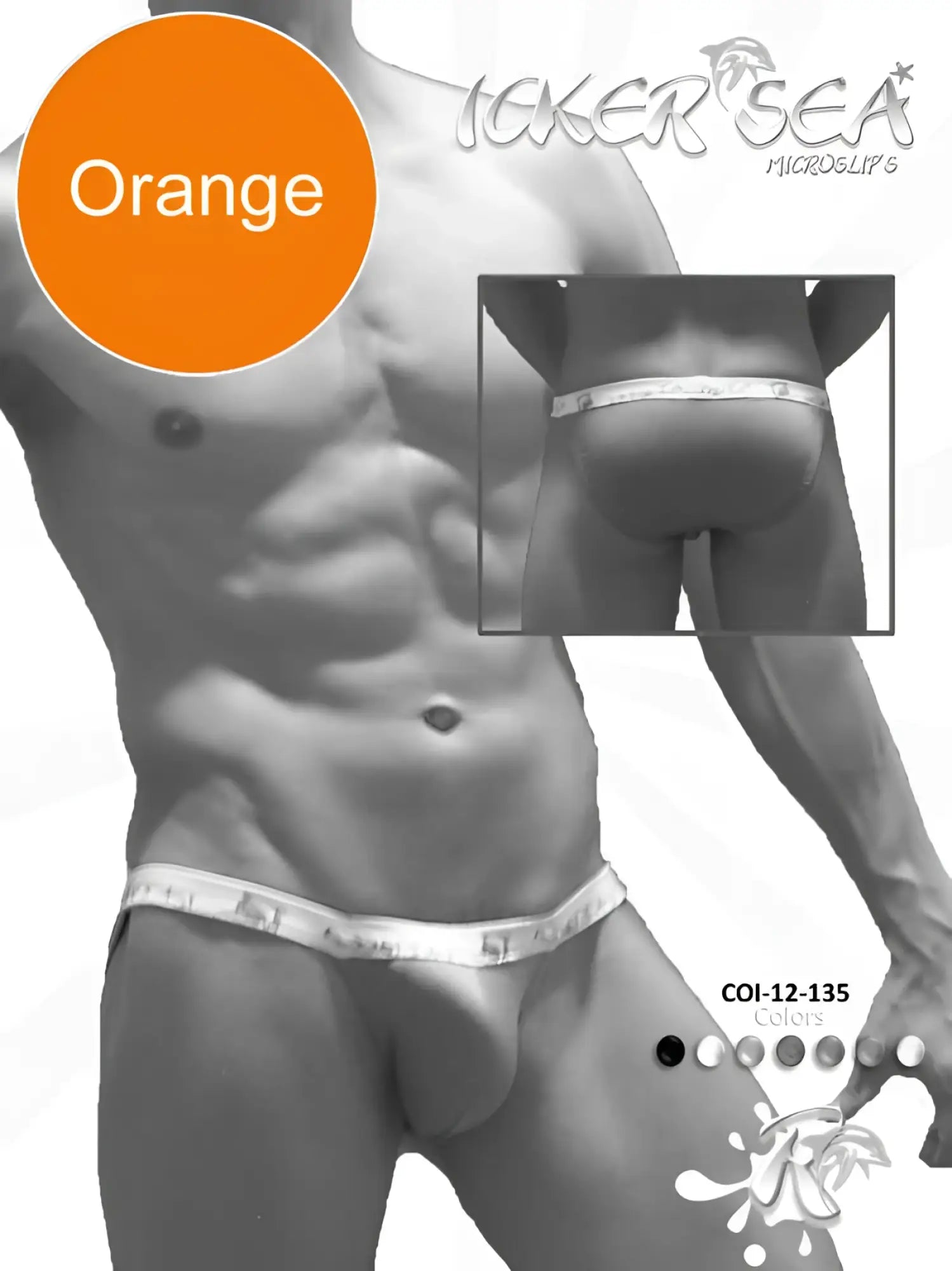 Orange icker sea solid micro slip bikini underwear with white elastic waistband featuring the brand logo