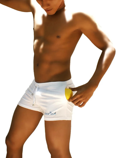Icker Sea sports tennis shorts white with drawstring waistband and subtle blue embroidery on the side