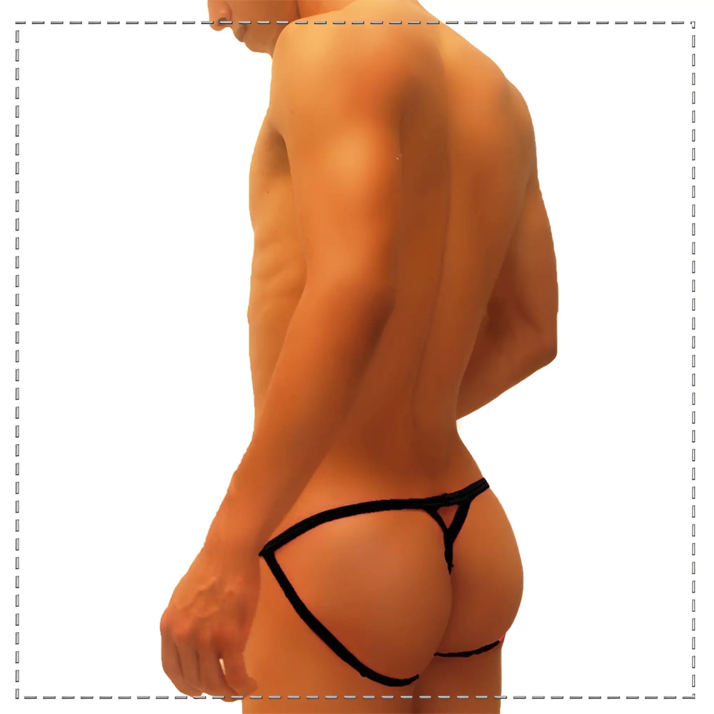 Black icker sea superhero stripe cut out jock g string briefs with triangular design and thin elastic straps