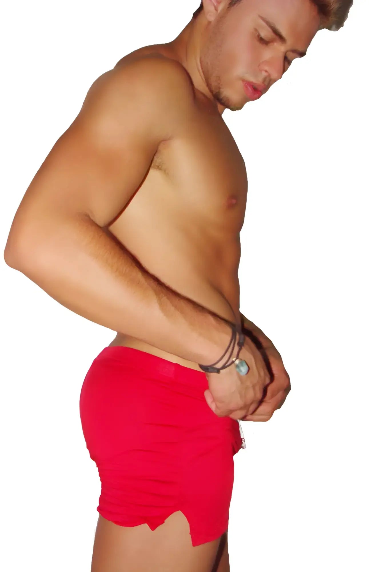 Icker Sea tennis side slit red athletic shorts with scalloped hemline designed for active wear