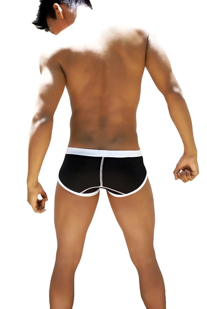 Icker Sea Weekly contrast panel black briefs with white trim and subtle seam detail in front view