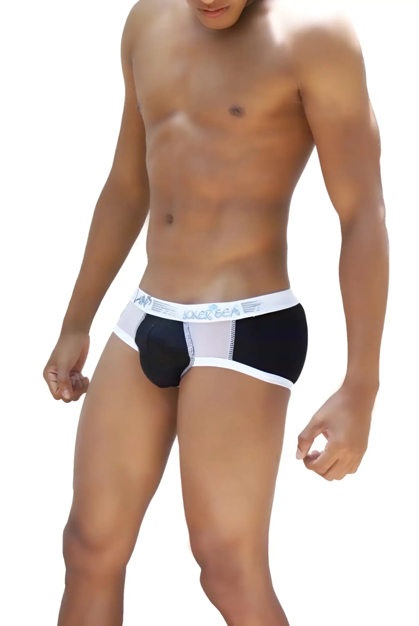 Black and white icker sea weekly contrast panel brief underwear with branded waistband in athletic design