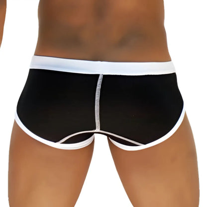 Icker Sea weekly contrast panel brief underwear in black with white trim featuring subtle textured seam detail