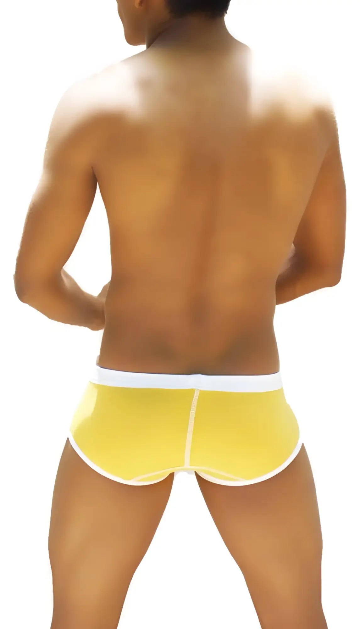 Bright yellow icker sea weekly contrast panel brief underwear with white waistband and trim in mango white wk-13-03