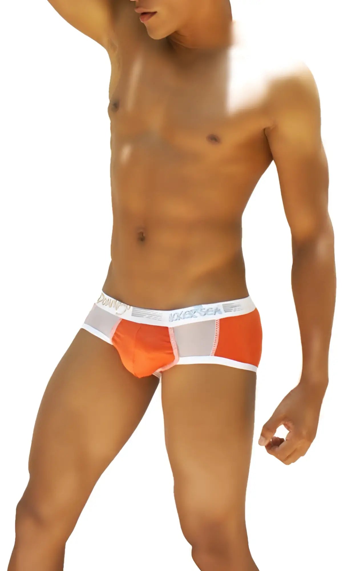Icker Sea weekly contrast panel brief underwear in orange and white with breathable mesh panels for athletic use