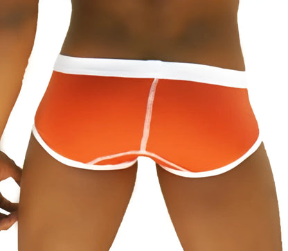 Orange icker sea weekly contrast panel brief underwear with white trim and stitching in cotton blend fabric