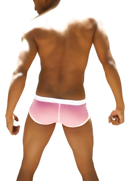 Icker Sea weekly contrast panel brief underwear in pink and white with a gradient pink design for athletic wear