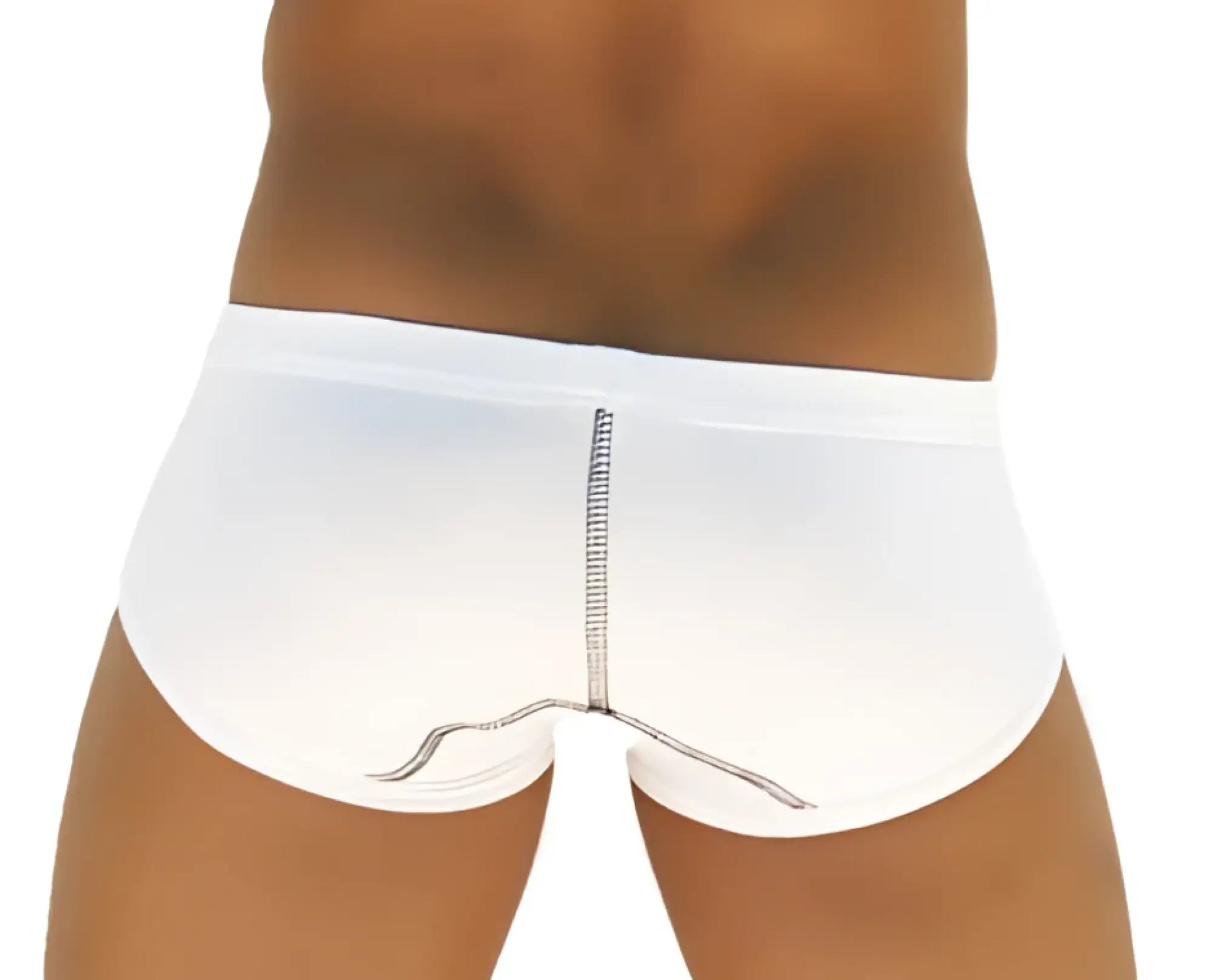 White men’s briefs with central zipper and subtle side stitching from icker sea weekly contrast panel underwear white black wk-13-02