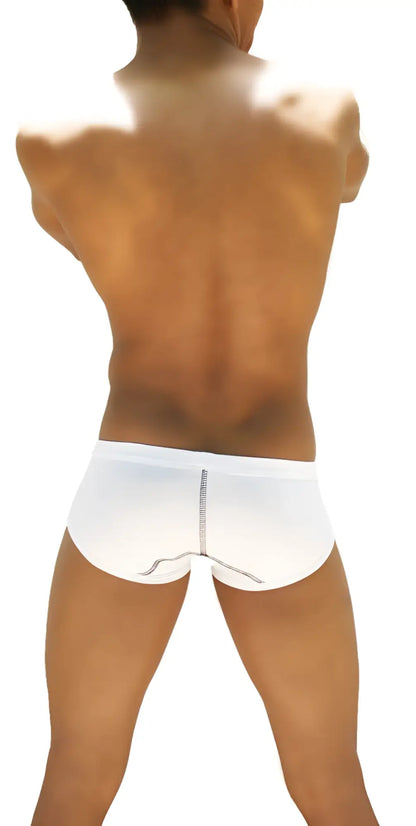 White icker sea weekly contrast panel brief underwear back view showing subtle seam detail and black contrast panels