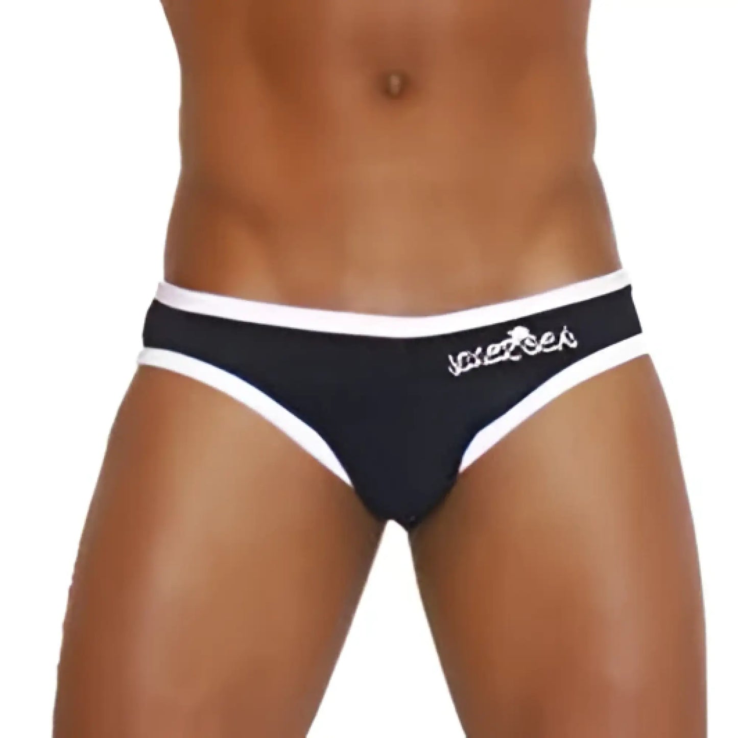 Black and white icker sea zipper back PAS slip bikini swimwear with subtle waistband logo showing back side