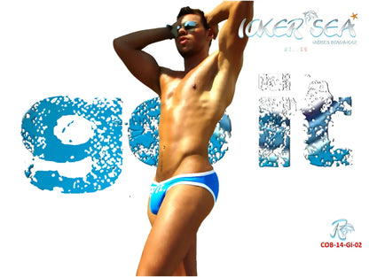 Icker Sea blue and white zipper front ACT slip bikini swimwear with sleek modern design and comfortable fit
