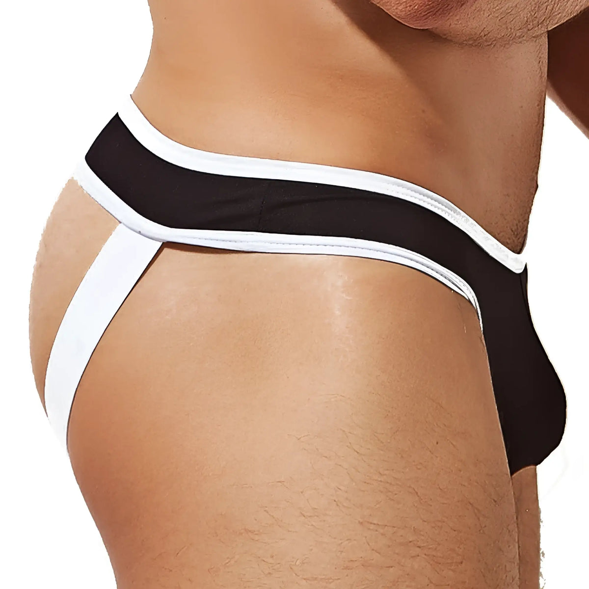 Black and white Intymen INE029 jockstrap athletic briefs with sleek form-fitting design for active wear