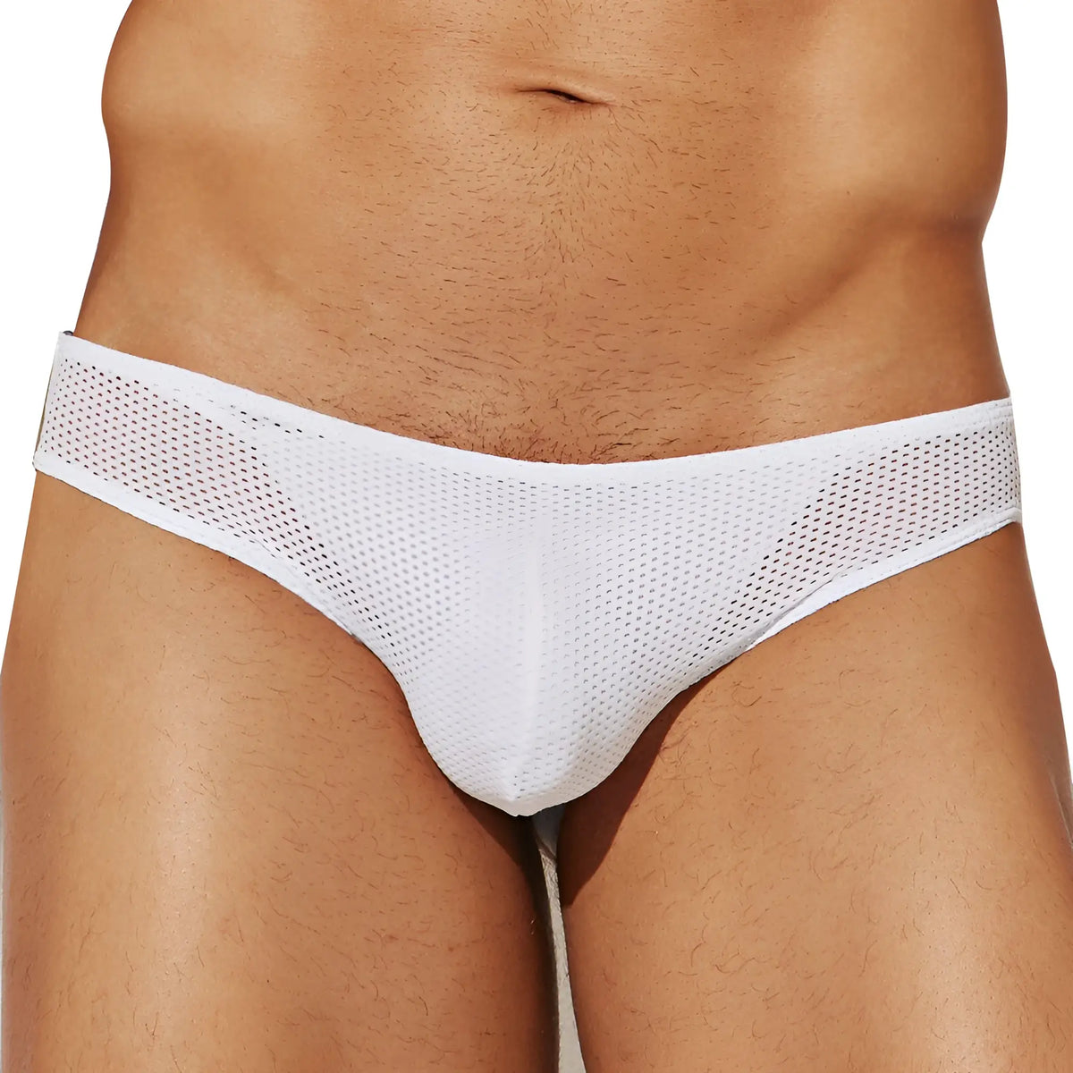 White mesh briefs Intymen INE032 jockstrap with breathable perforated design for comfort and support