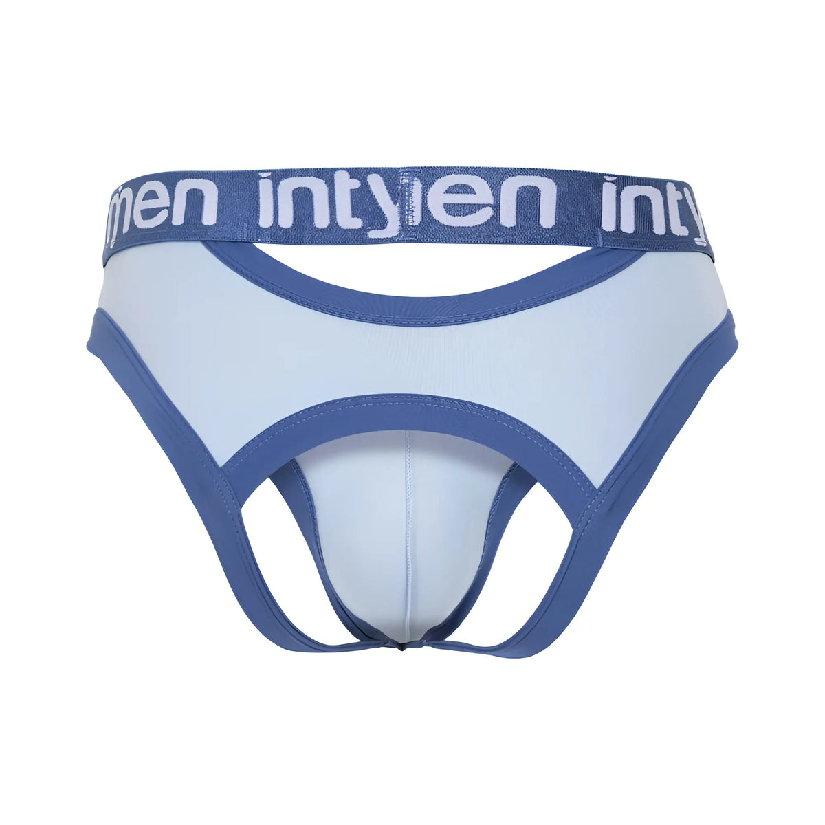 Blue and light blue Intymen INE037 jockstrap briefs with branded waistband designed for men