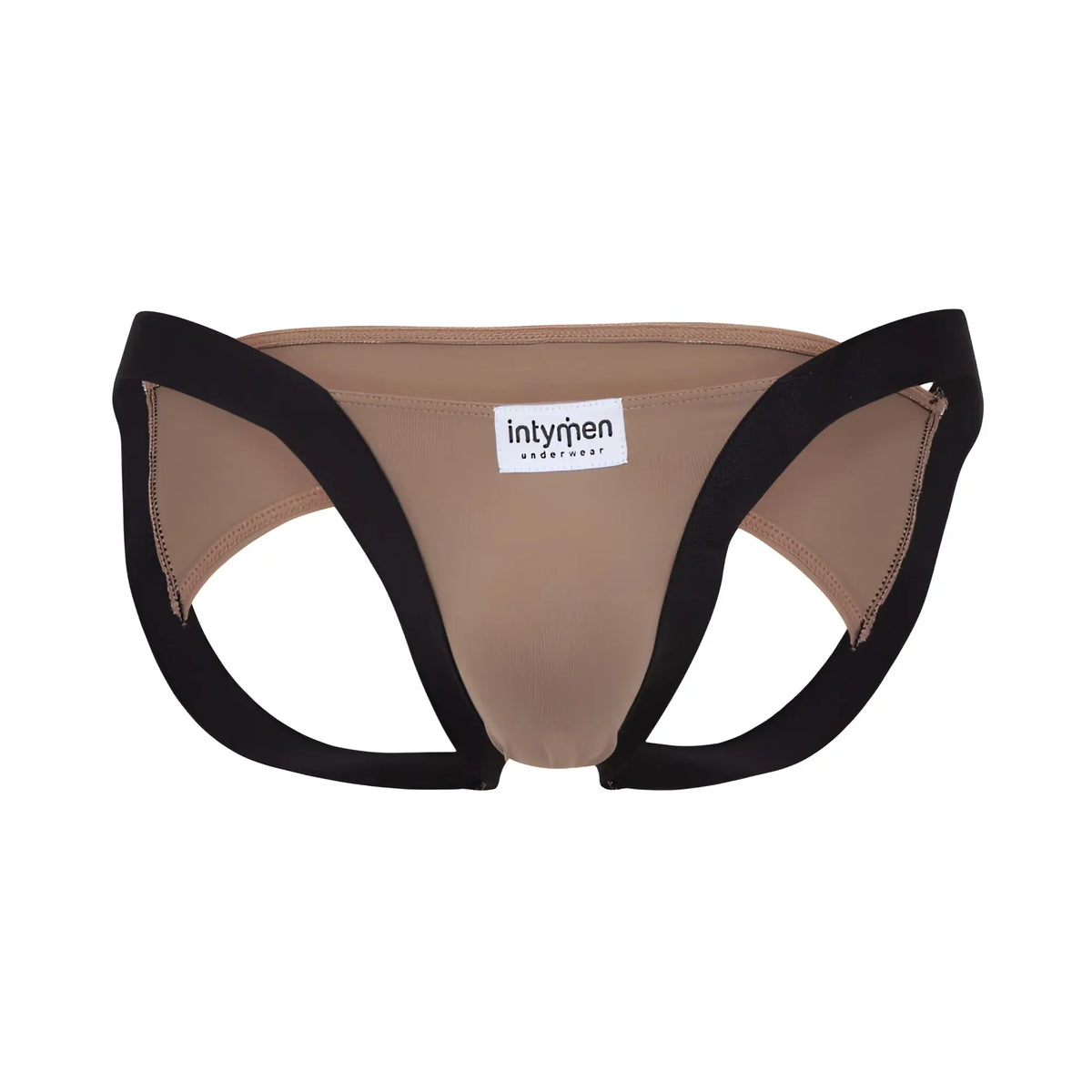 Beige and black sleek form-fitting athletic briefs jockstrap by intymen model ine038 designed for support and comfort