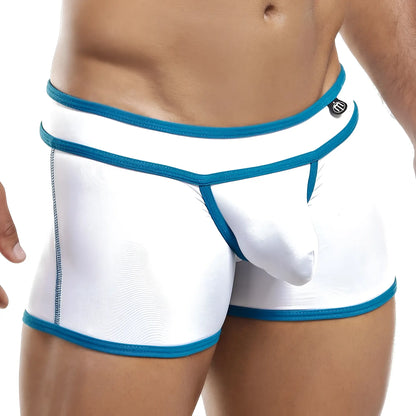 White intymen ing052 boxer trunk briefs with teal trim and supportive contoured design for comfortable wear
