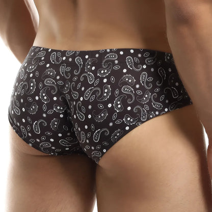Black Intymen ING067 boxer trunk briefs with white paisley and floral pattern made of soft fabric for comfortable wear