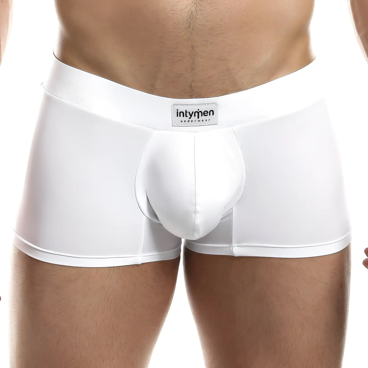 Intymen ing069 boxer trunk white underwear with smooth glossy finish and supportive pouch design