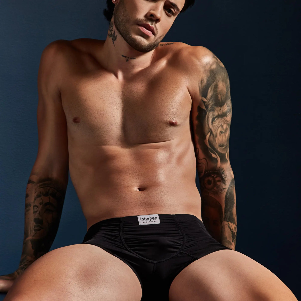 Black intymen ing092 boxer briefs with a white intyhen label on the waistband