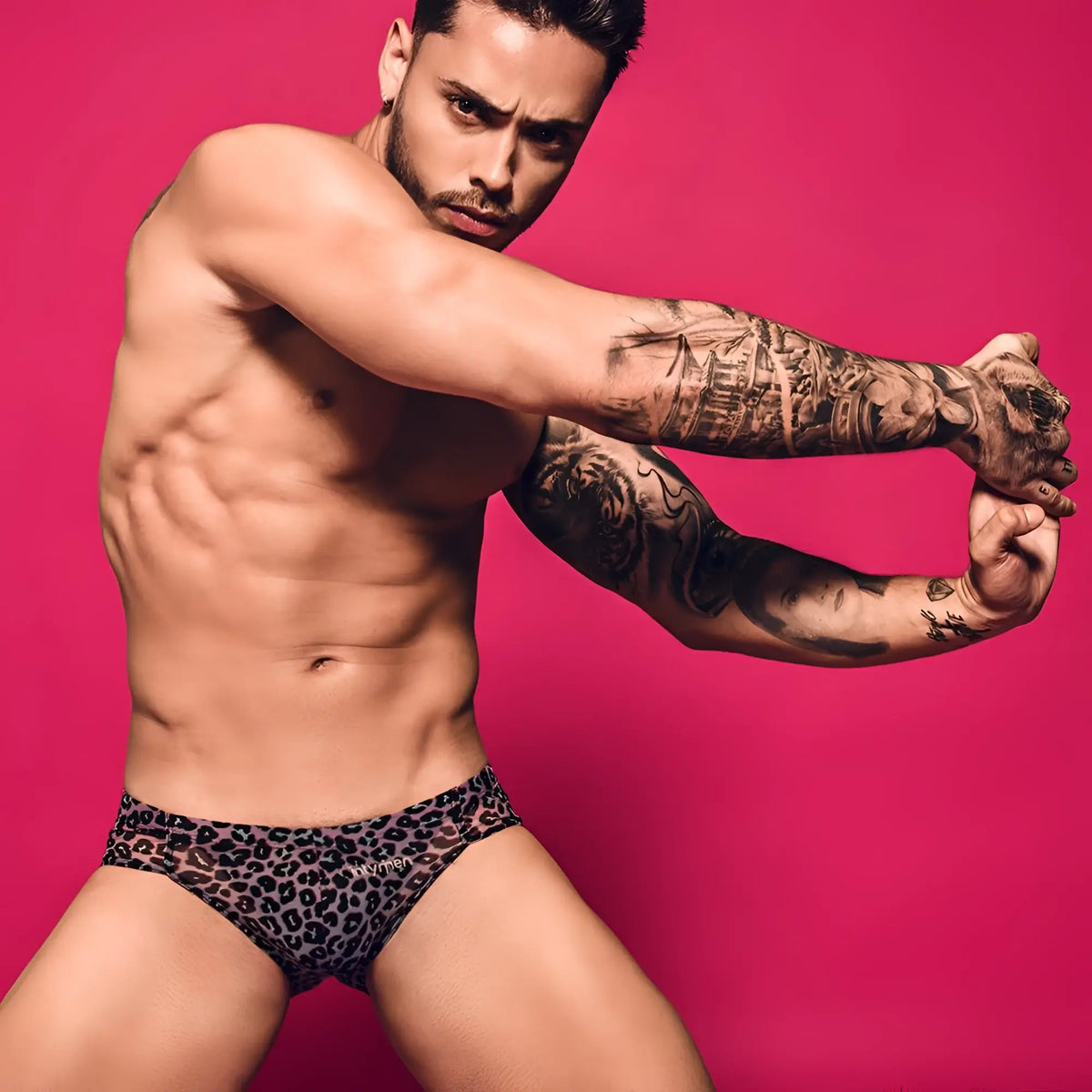 Intymen ini025 leopard print menâ€™s bikini briefs made of soft fabric for comfortable everyday wear