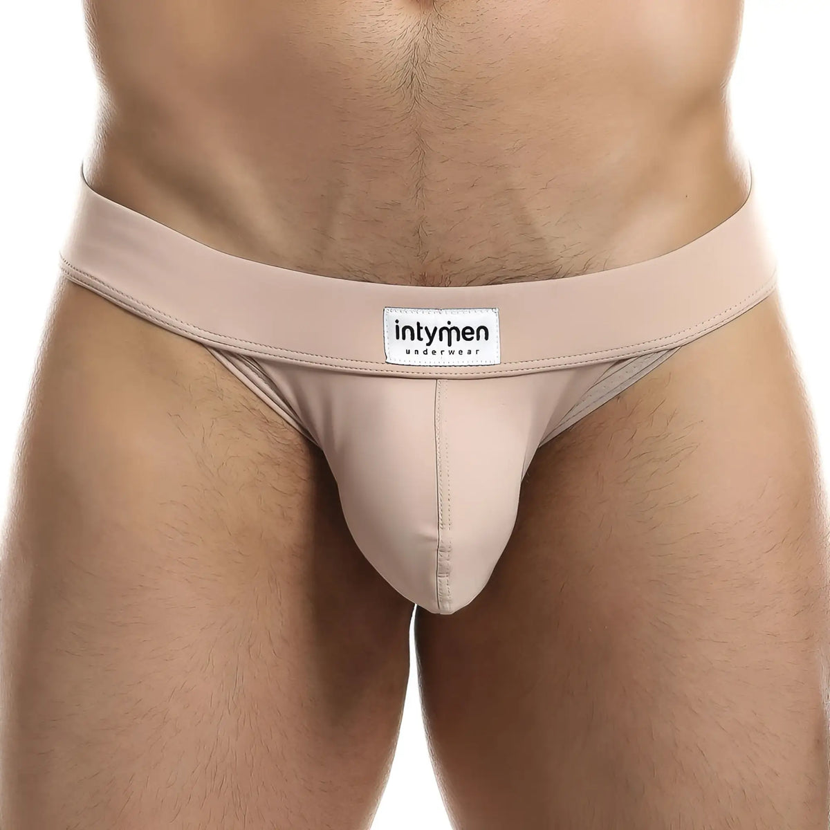 Beige Intymen INI029 bikini brief with smooth seamless design and branded label on the waistband