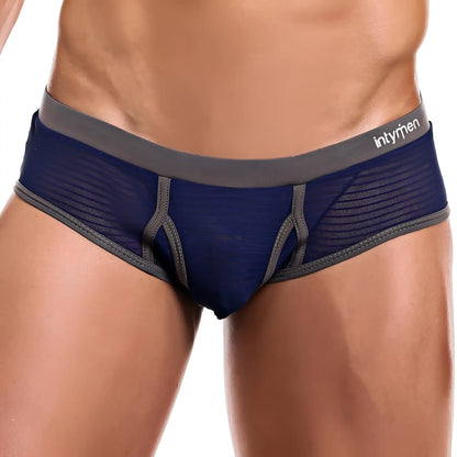 Intymen inj056 brief navy blue and gray mesh briefs with branded waistband for breathable comfort