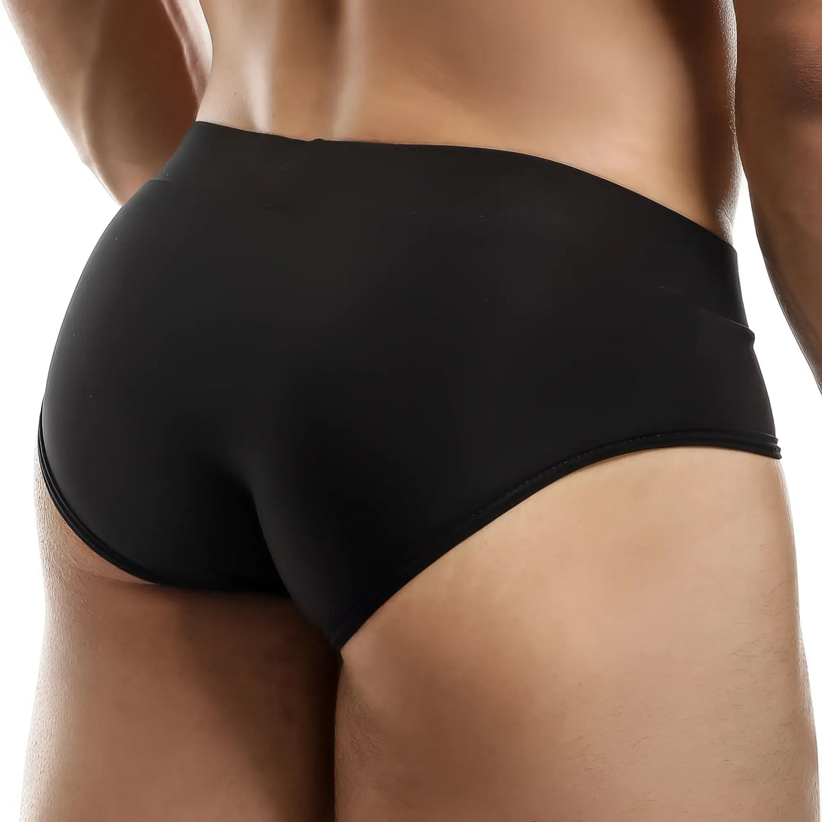 Black form-fitting briefs made of smooth stretchy fabric by intymen model inj062 for comfortable everyday wear