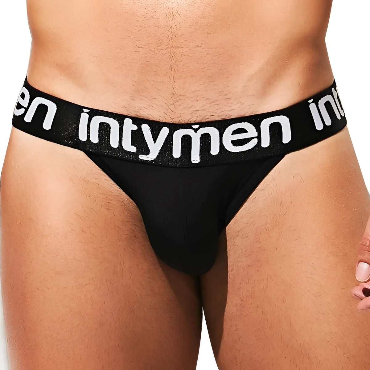 Black intymen inj079 briefs with glittery waistband and white lettering for stylish comfortable wear