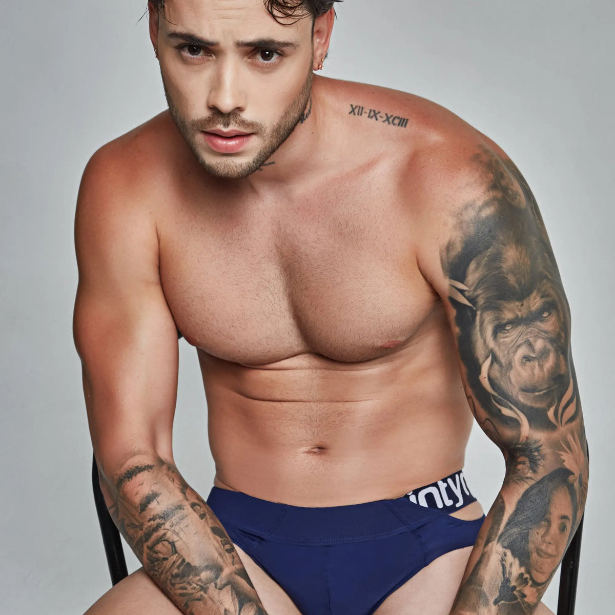 Navy blue Intymen INJ095 briefs with white branded waistband made from soft breathable fabric for everyday comfort