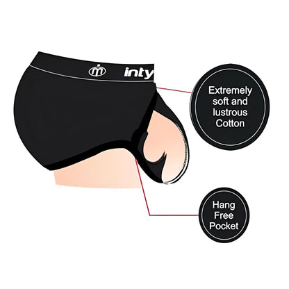 Black intymen int6300 briefs made of soft lustrous cotton with a hang-free pocket for comfortable wear