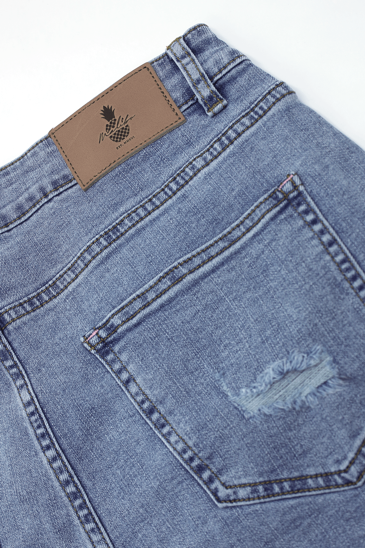 JJ Malibu Men's Jaded 3.5" Denim Short Shorts - Washed Blue