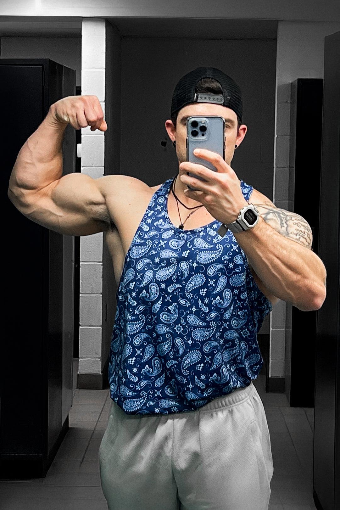 Jed North Men's Graphic Muscle Stringer - Navy Paisley