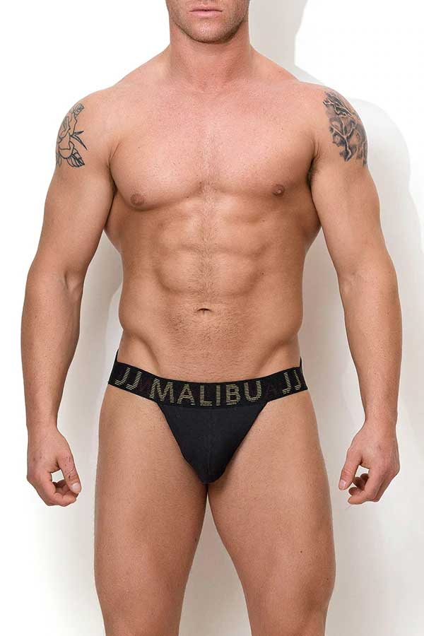 JJ Malibu Holographic Waistband Classic Jock Strap Unterwäsche Schwarz JJBTM094 Größe M