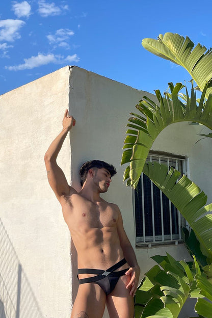JJ Malibu Men's Hustler Cross Briefs - Obsidian Black