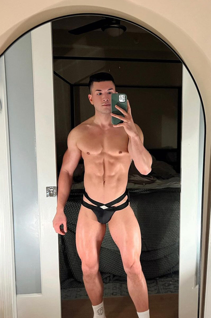 JJ Malibu Men's Hustler Cross Briefs - Obsidian Black